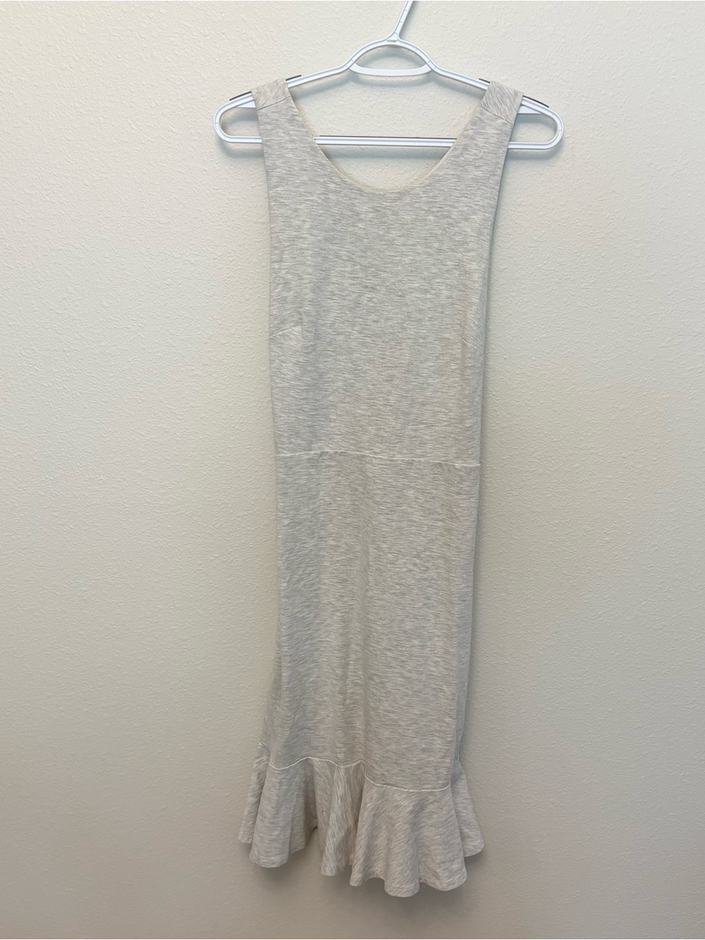 Banana Republic Ponte Cross Back Dress Womens Size 8 Heather Gray Ruffle Hem